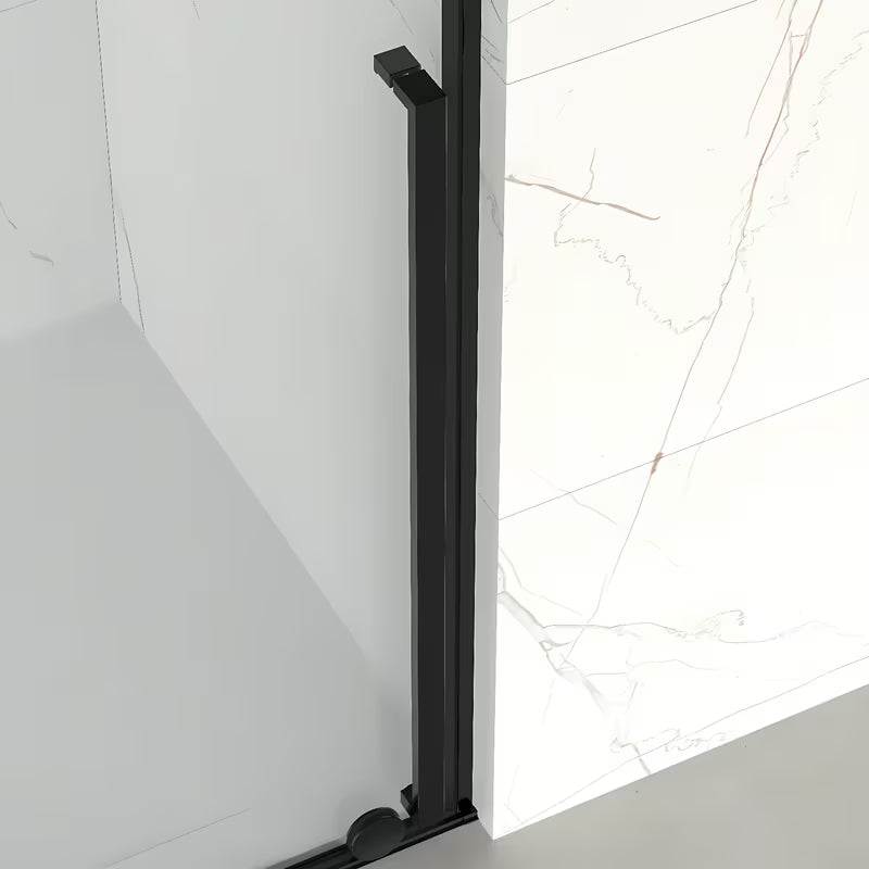 Stačiakampė dušo kabina SAT Xmotion 140x80 cm juodos spalvos, su skaidriu stiklu ir slankiojančia sistema.
