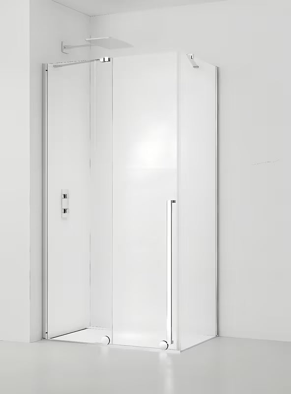 Dušo kabina SAT Xmotion 140x90 cm su skaidriu stiklu, stumdoma sistema ir chromo apdaila
