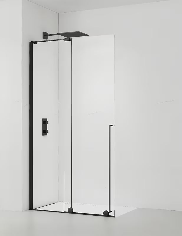 Slankiojanti walk in dušo-sienelė SAT Walk-In Xmotion 120 cm juodos spalvos, su skaidriu stiklu