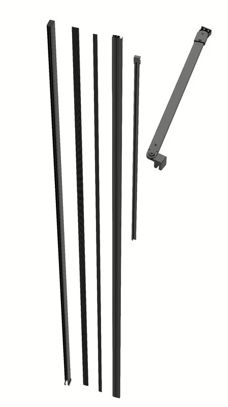 Juodas pro Walk-in SAT Walk-In Xmotion su praplatinimo profiliu pro tiksliam dušo sienelės pritaikymui.