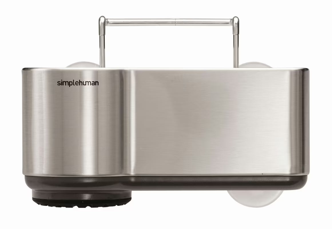 Laikiklis kempinės laikiklis Simplehuman Sink caddies iš šlifuoto nerūdijančio plieno su laikikliu ir siurbtukais