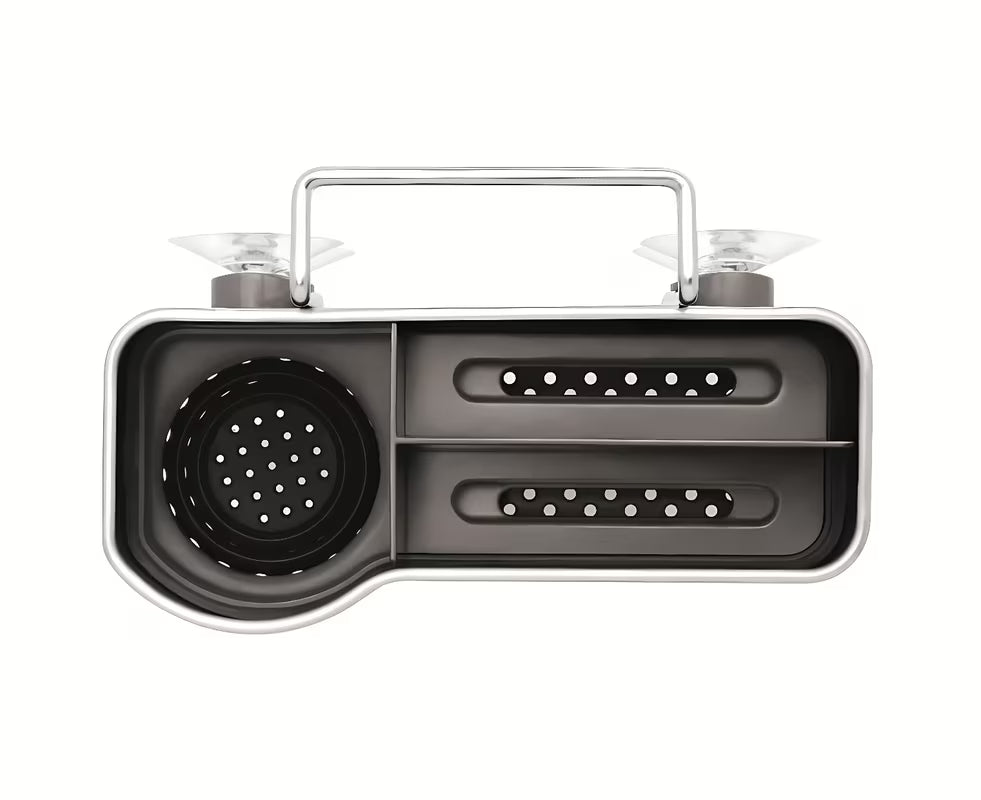 Laikiklis kempinės laikiklis Simplehuman Sink caddies iš šlifuoto nerūdijančio plieno su laikikliu ir siurbtukais