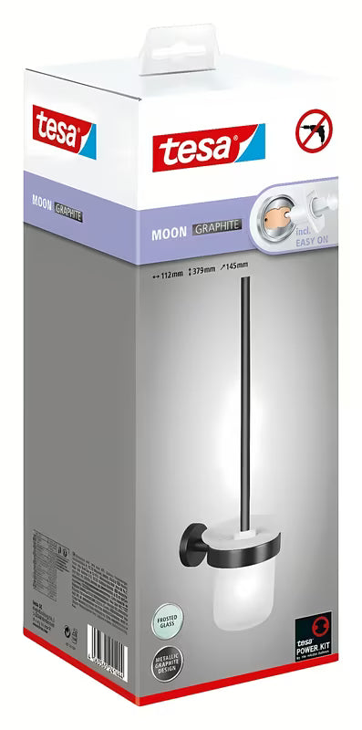 Tesa WC šepetys v formos spalvos šlifuoto hard graphite su Power.Kit tvirtinimu be gręžimo ir matiniu stikliniu induku