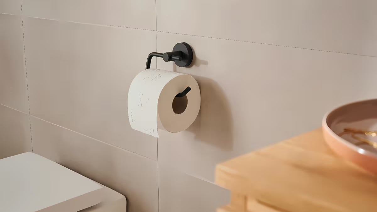 Bronzinis tualetinio popieriaus laikiklis Tesa be dangtelio, su montavimu be gręžimo naudojant tesa Power.Kit