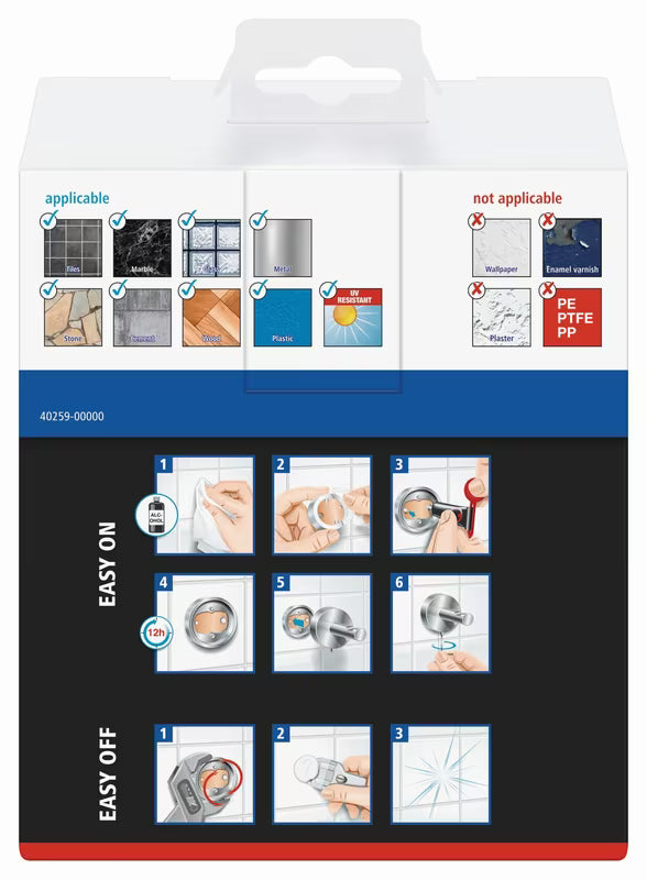 Chromuotas kampuotas tualetinio popieriaus laikiklis Tesa Klaam su montavimu be gręžimo naudojant tesa Power.Kit.