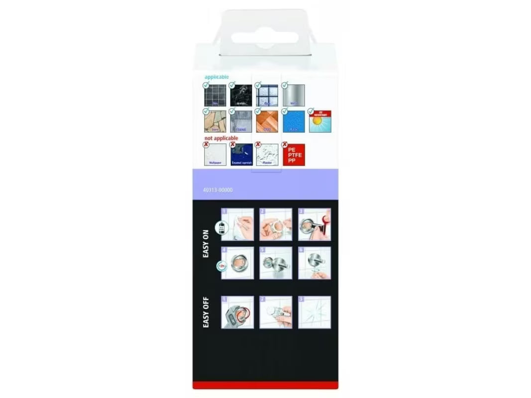 Tualetinio popieriaus laikiklis Tesa Moon iš šlifuoto plieno, su Power.Kit tvirtinimu be gręžimo.