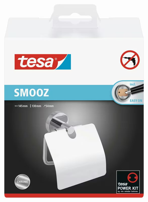 Blizgaus chromo tualetinio popieriaus laikiklis Tesa Smooz su Power.Kit tvirtinimu be gręžimo