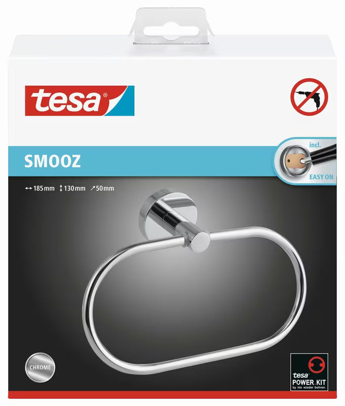 Apvalus chromuotas rankšluosčio laikiklis Tesa Smooz pro tvirtinimas be gręžimo.
