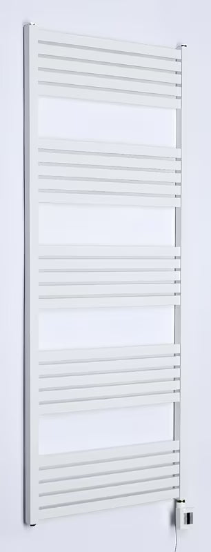 Baltas elektrinis rankšluosčių džiovintuvas Thermal Trend KH Economy 60x150 cm, su termostatu KTX ir mėlynu LED ekranu.