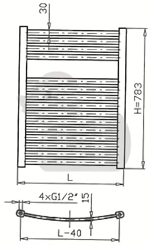 Baltas kombinuotas vamzdinis rankšluosčių džiovintuvas Thermal Trend KM 45x78,3 cm pro vonios kambariui ir koridoriui.
