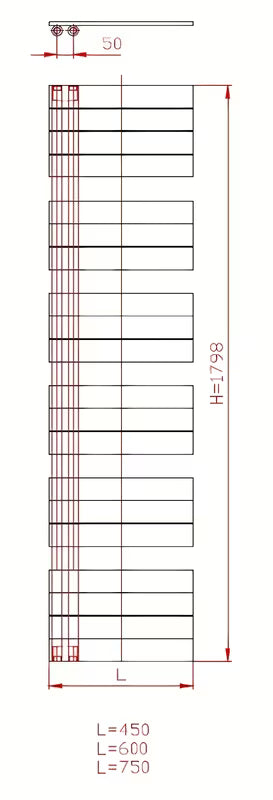 Kombinuotas vonios kambario rankšluosčių džiovintuvas Thermal Trend Oliver 179x60 cm antracito spalvos
