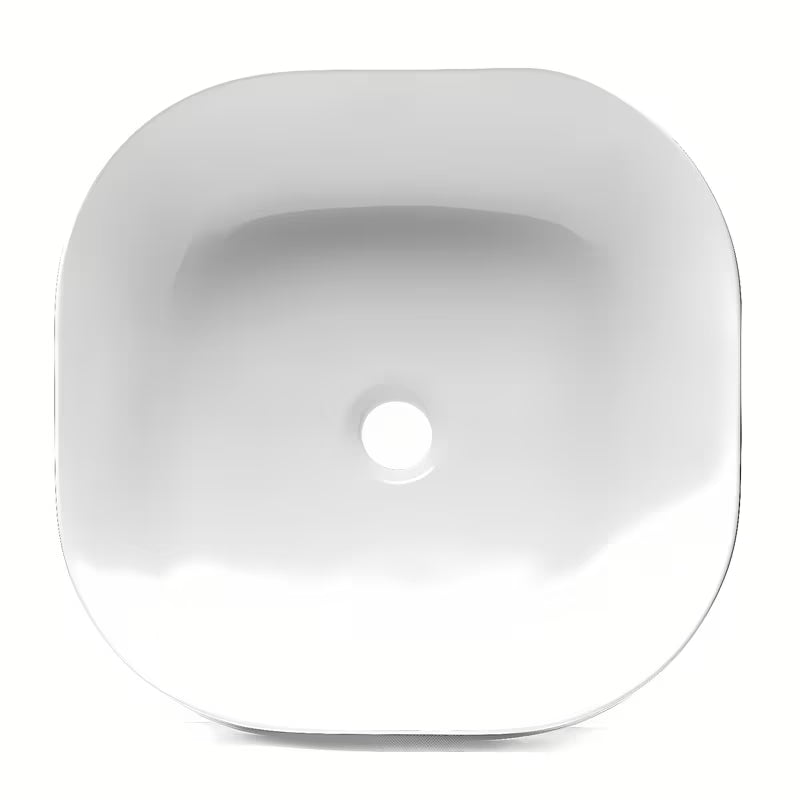 Baltas pastatomas ant stalviršio praustuvas Triomini Slim iš plonos keramikos, be perpylimo apdaila.