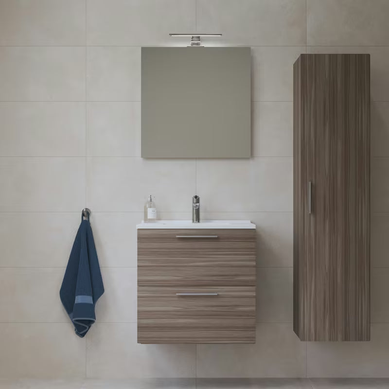 Vonios kambario Baldų Komplektas Vitra Mia 59 x 39,5 cm, cordoba dekoro, su spintele, praustuvu, veidrodžiu ir LED apšvietimu