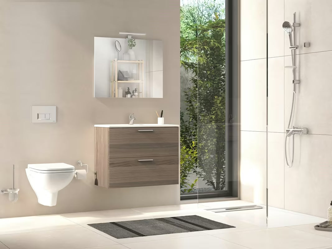 Vonios kambario Baldų Komplektas Vitra Mia 79 x 39,5 cm, cordoba dekoro, su spintele, praustuvu, veidrodžiu ir LED apšvietimu