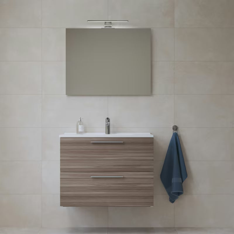 Vonios kambario Baldų Komplektas Vitra Mia 79 x 39,5 cm, cordoba dekoro, su spintele, praustuvu, veidrodžiu ir LED apšvietimu