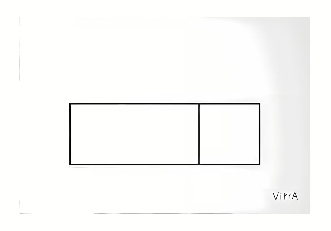 Baltas blizgus vandens nuleidimo mygtukas Vitra Root Square iš plastiko pro bakeliui vitra su dviejų kiekių nuleidimu.