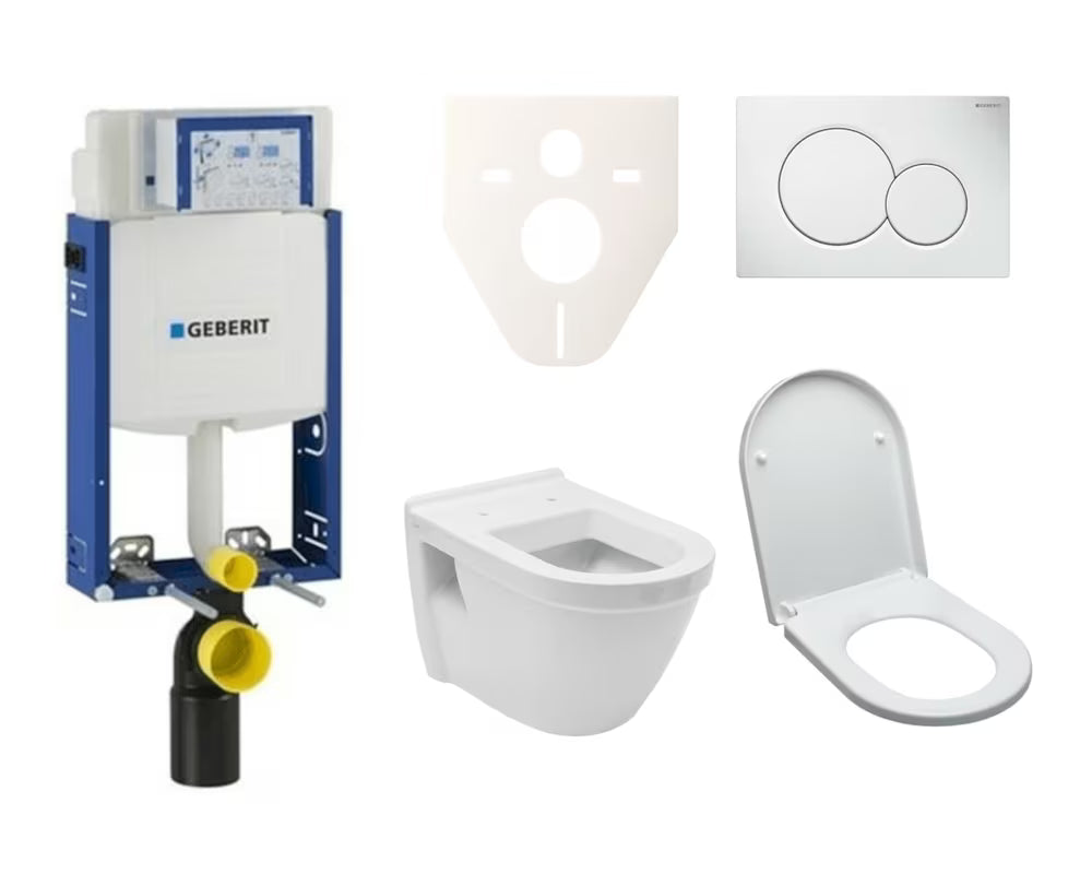 Pakabinami WC komplektas vitra Integra įmontuojamas su bakeliu Geberit Kombifix ir baltu nuleidimo mygtuku