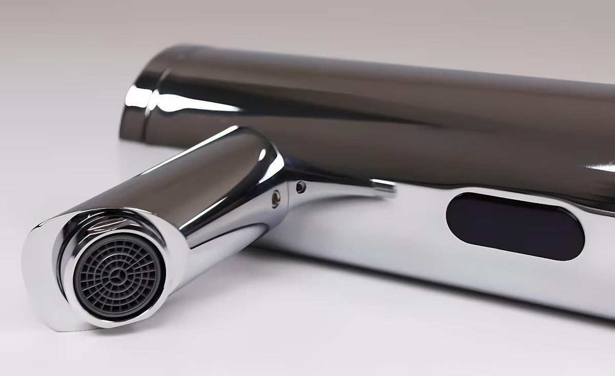 Chromuotas bekontaktis sensorinė praustuvo maišytuvas Weltservis Donner AutoFlow 01 su infraraudonųjų spindulių aktyvavimu