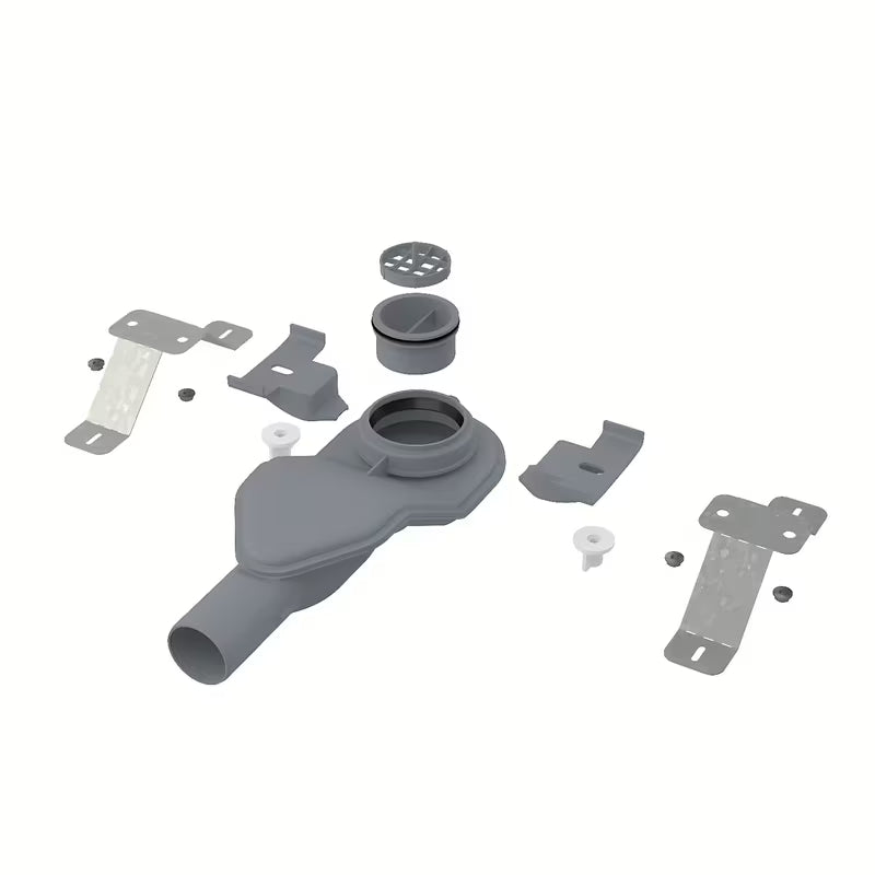 Pilkas pasukamas sifonas Alca pro grindų latakai APZ13, kurių montavimo aukštis nuo 54 mm