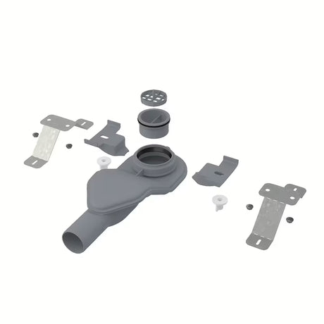 Pilkas pasukamas sifonas Alca pro grindų latakai APZ13, kurių montavimo aukštis nuo 54 mm