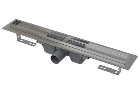 Nerūdijančio plieno dušo latakas Alca APZ1 pro dušai grindų lygyje, grotelių ilgis 55 cm.