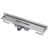 Nerūdijančio plieno dušo latakas Alca 85 cm, pro perforuotas grotelės, chrome versija, skirtas pro montuoti tiesiai prie sienos.