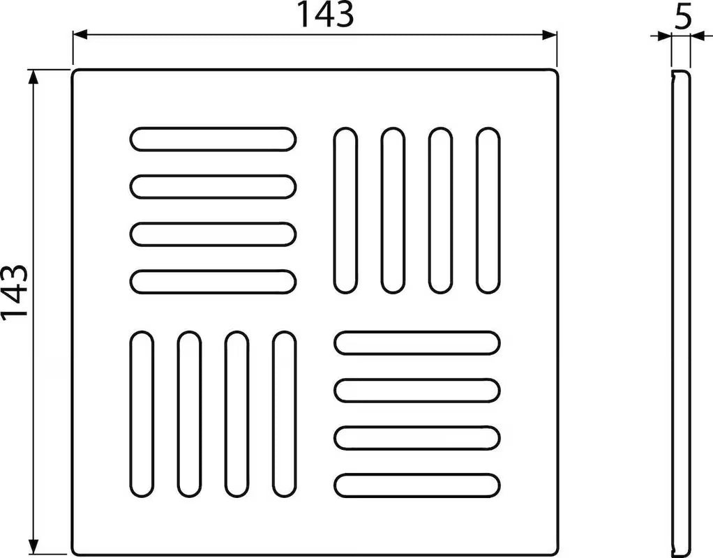 Grindų trapas Alca pro rėmelis 150×150 mm su tvirtomis nerūdijančio plieno grotelėmis