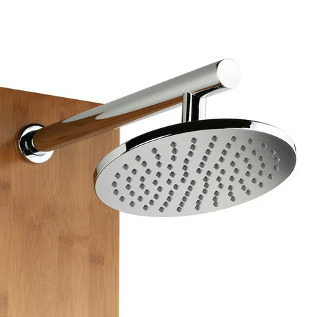 Dušo hidromasažinė panelė Anima Bamboo Shower iš bambuko su viršutiniu ir rankiniu dušu bei masažiniais purkštukais.