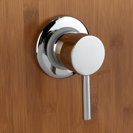 Dušo hidromasažinė panelė Anima Bamboo Shower iš bambuko su viršutiniu ir rankiniu dušu bei masažiniais purkštukais.