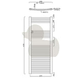 Kombinuotas vonios kambario rankšluosčių džiovintuvas Anima Marcus 450x1118 mm, chromo apdaila, lenktas profilis.