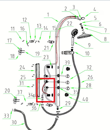 Jungiamoji žarnelė Anima Easyshower 4 kaip atsarginė dalis pro dušo panelis