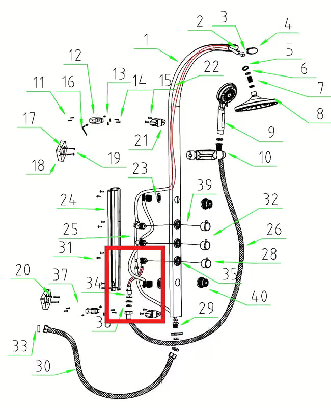 Anima Easyshower jungiamoji žarnelė kaip atsarginė dalis pro rankinio dušo komplektai pro saugiam komponentų sujungimui