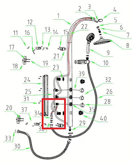 Anima Easyshower jungiamoji žarnelė kaip atsarginė dalis pro rankinio dušo komplektai pro saugiam komponentų sujungimui