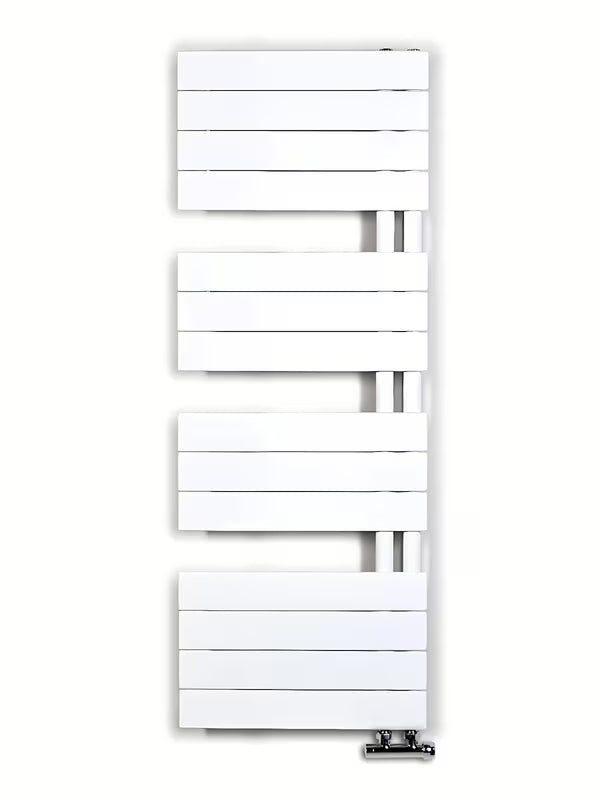 Baltas kombinuotas vonios kambario rankšluosčių džiovintuvas Anima Oliver 45x122 cm, tinkamas pro šildymui ir rankšluosčių džiovinimui.