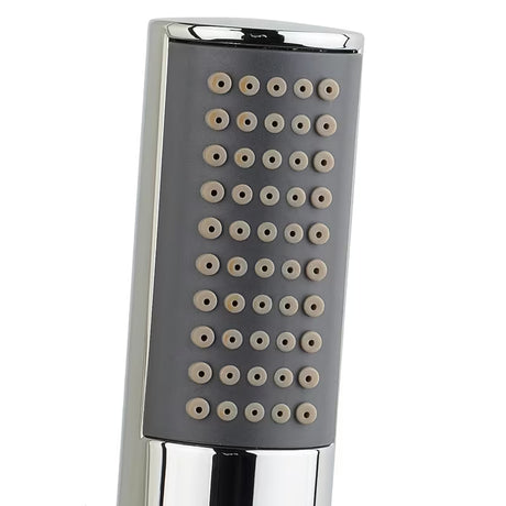 Dušo panelis Anima Primeshower su svirtiniu maišytuvu, viršutiniu lietaus dušu, rankiniu dušu ir masažiniais purkštukais.