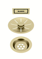 Nutekėjimo komplektas Blanco InFino su C-overflow persipylimu, satininės aukso spalvos, Gold Edition