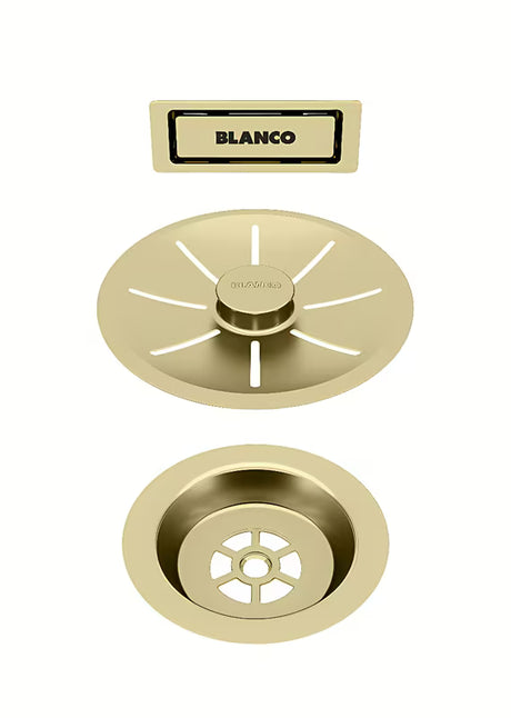 Nutekėjimo komplektas Blanco InFino su C-overflow persipylimu, satininės aukso spalvos, Gold Edition