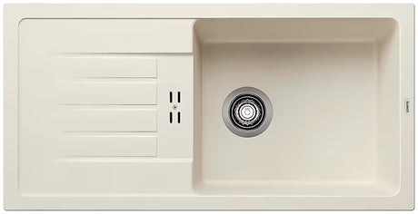 Granitinė virtuvės plautuvė Blanco Favum XL 6 S su nusausinimo plokštuma, baltos spalvos soft pro montavimas ant stalviršio .