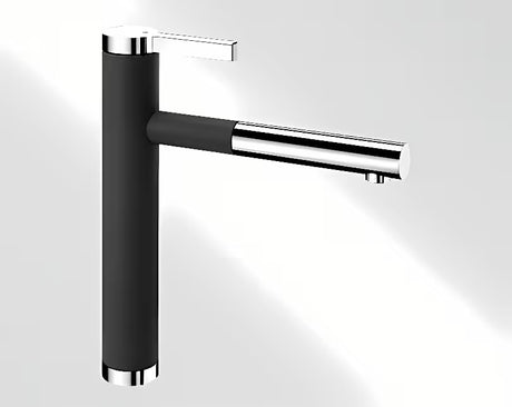 Blanco Linee - S virtuvinis maišytuvas juodos/chromo spalvos su ištraukiamu dušeliu, SILGRANIT®-Look apdaila