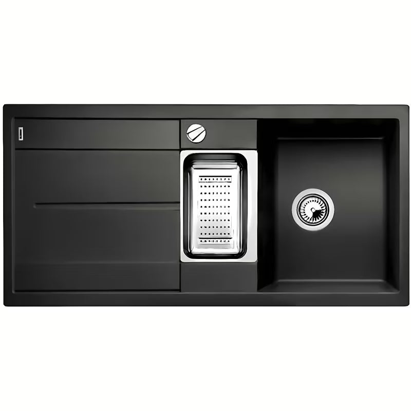 Antracito spalvos granitinis virtuvės plautuvė Blanco Metra 6 S su nusausinimo plokštuma ir dubeniu