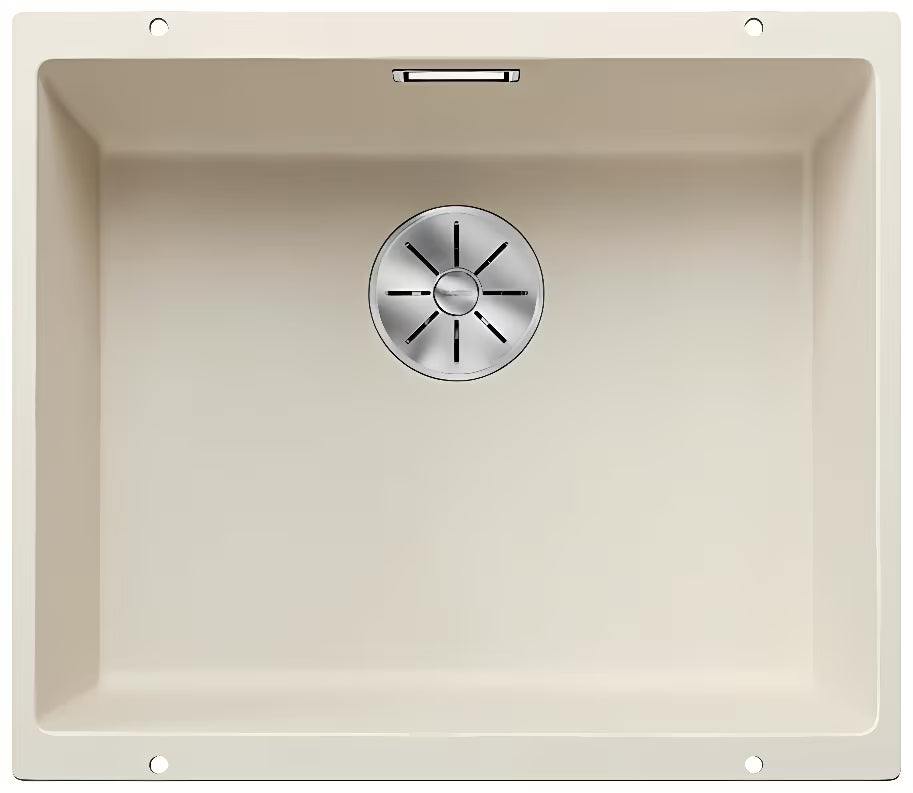 Blanco Subline 500 U granitinis virtuvinis vieno dubens plautuvė pro apatinis montavimas baltos spalvos soft