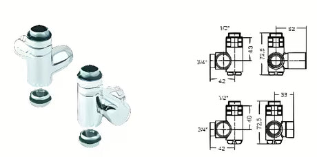 kaitinimo elementai rinkinys 300W, chromo spalvos, su skaitmeniniu termostatu, IP44 apsaugos klase ir Combi ventiliais