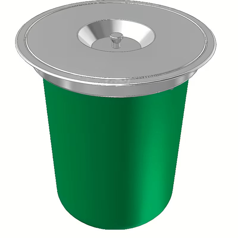 Įleidžiamas šiukšliųdėžė  atliekų rūšiavimo konteineris Franke Kea, žalias plastikinis kibiras su nerūdijančio plieno dangčiu, talpa 12 l