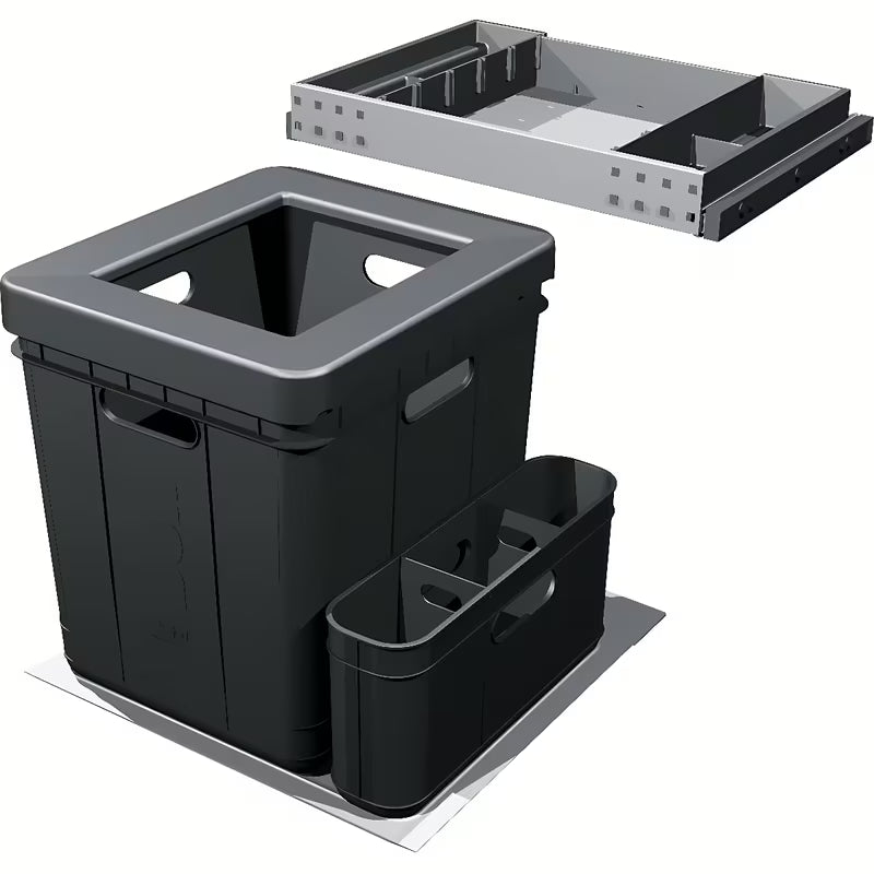 Franke Mythos šiukšliųdėžė  rūšiavimo sistema, juodos spalvos, su lentyna ir anglies filtru nuo kvapų