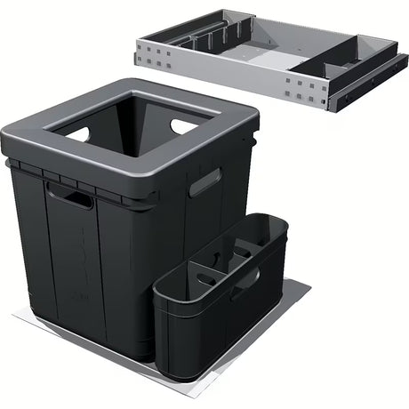 Franke Mythos šiukšliųdėžė  rūšiavimo sistema, juodos spalvos, su lentyna ir anglies filtru nuo kvapų