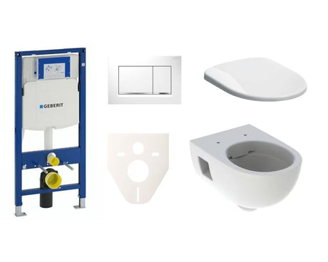 Pakabinami WC komplektas Geberit Selnova su moduliu Duofix, baltu mygtuku ir sėdyne su softclose ir EasyLock