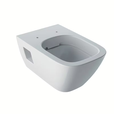 Balta pakabinamas KLOZETAS Geberit Selnova Square su Rimfree technologija rimless  ir kampuotu dizainu.