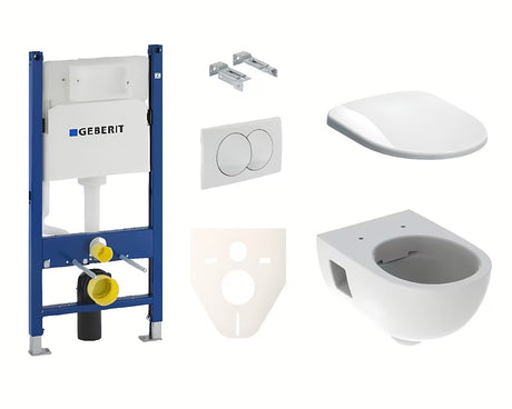 Pakabinami WC komplektas Geberit Selnova baltos spalvos su Rimfree dubeniu, moduliu ir sėdyne su softclose