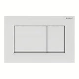 Geberit Sigma30 vandens nuleidimo mygtukas pro potinkinio bakelio, matinės baltos spalvos su blizgia balta juostele