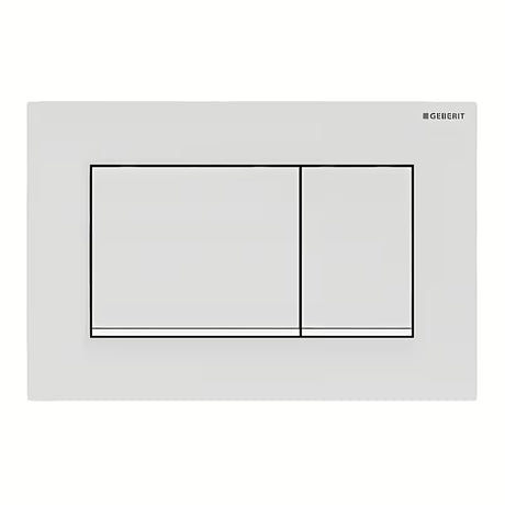 Geberit Sigma30 vandens nuleidimo mygtukas pro potinkinio bakelio, matinės baltos spalvos su blizgia balta juostele